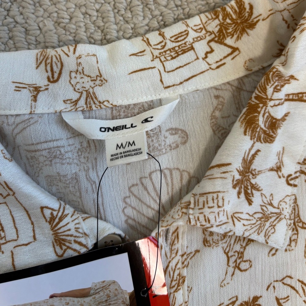 ONeill Tropical Safari Print Button Front Maxi Dress | White Medium NWT travel - Picture 15 of 16
